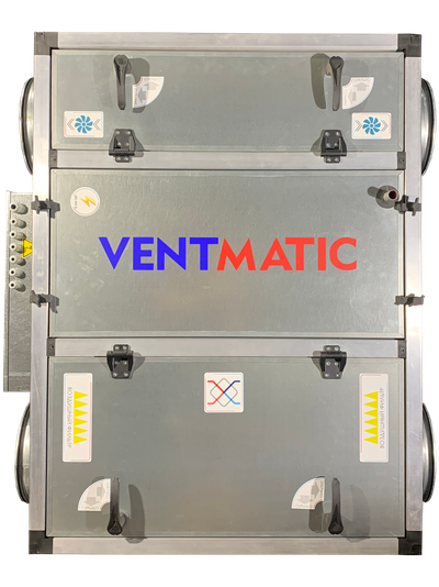 КОМПАКТНАЯ ПРИТОЧНО-ВЫТЯЖНАЯ УСТАНОВКА С ПЛАСТИНЧАТЫМ РЕКУПЕРАТОРОМ до 1500 м3/ч, 9,0 КВТ (МОДЕЛЬ. VMPVU-E-PR-1500-9.0/3-1)