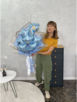 Букет из шаров на выписку со звёздочками