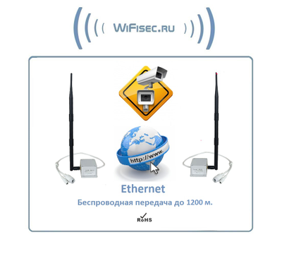 AP-101-7db (v.2) Комплект приёмник-передатчик без проводов до 1200 м. Ethernet (LAN). уличное исполнение, для видеонаблюдения/умного дома/интернет вещей, скорость беспроводной передачи видео/данных до 16 Мбит/с. Рабочая температура -40 до +60 град.С.