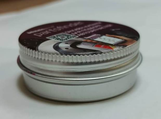 Lumia-30 (Люмиа), металлическая рекламная баночка с конфетками, круглая, серебристая