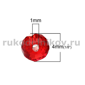 бусина стеклянная граненая круглая  4 мм, цвет-красный, 10 шт/уп