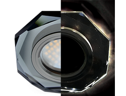 Светильник встраиваемый Ecola LD1652 MR16 GU5.3 Стекло 8-угольник подсветка 4K Черный/Черный хром 25x90 SB1652EFF