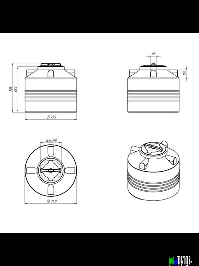 Емкость Экопром ЭВЛ 200 л черная