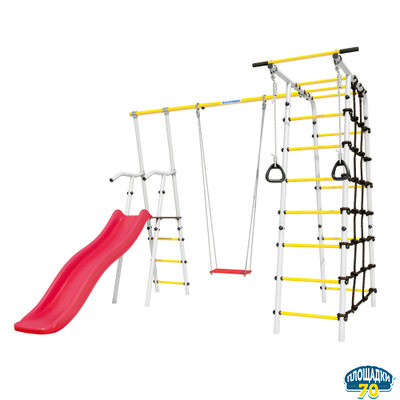 Детский спортивный комплекс для дачи ROMANA Богатырь (серый/желтый) (с фанерными качелями)