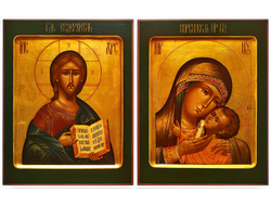 Венчальная пара. Образ Спасителя. Образ пресвятой Божией Матери “Корсунская”. Рукописные иконы.