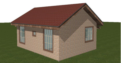Одноэтажный каркасный дом с двумя спальнями 58м² (SK90)