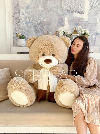 Большой плюшевый медведь 140 см кремовый Барни
