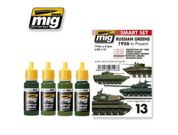 Ammo MIG: Набор акриловых красок: Русский зеленый с 1956г. по настоящее время