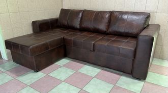 !!!!!!! НОВЫЙ !!!!!!   Угловой кожаный финский диван-кровать (выкатной). Натуральная кожа. Made in Finland. В наличии.