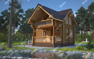 Дом из оцилиндрованного бревна "Владимир", 80 м2