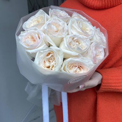 БУКЕТ ИЗ 11 ПИОНОВИДНЫХ РОЗ WHITE OHARA