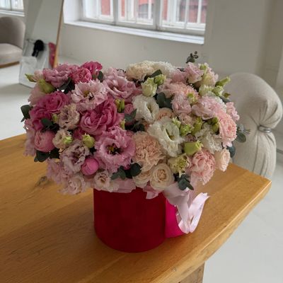 Букет в бархатной коробке «Половинки»