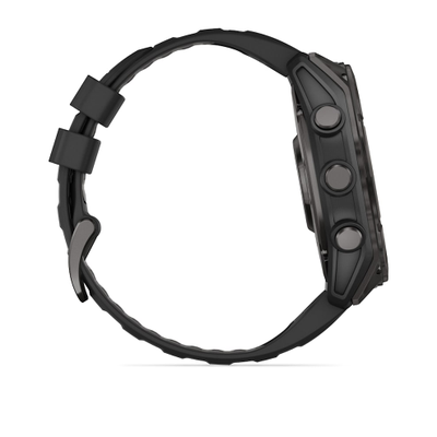 Умные часы Garmin Fenix 8 - 51 мм, AMOLED Sapphire, Titanium, угольно-серый DLC, пепельно-черный силиконовый ремешок (010-02905-21)