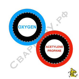 Рукав сдвоенный кислород/гор.газ Hyrubbers синий/красный ф6.3мм