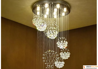 Установка подвесной люстры в новостройке ИВАНМАСТЕР