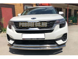 Защита переднего бампера двойная d60/42 для Kia Seltos (2019-...)