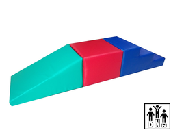 Мягкий модульный Спортивный набор «Горка+куб+ступень» салатовый / красный / синий