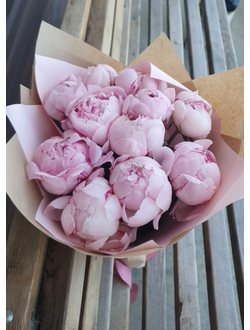 11 розовых пионов
