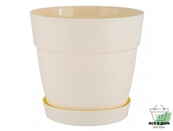 Горшок для цветов Villa de Fiori D=130мм (1,1л) с поддоном, белоснежный жасмин IG660010048 InGreen