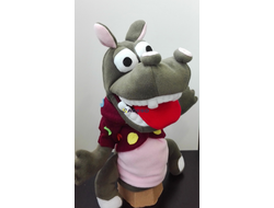 Логопедическая кукла-перчатка Бегемот большой (управляется рот и язык), 35-40 см