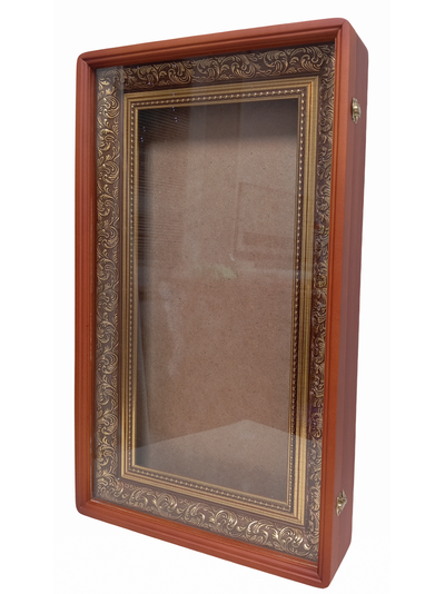 Киот "Антик" деревянный с широкой багетной рамой "под золото" для мерной иконы формата 25х52см.