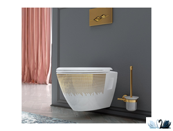 Чаша унитаза подвесная Creavit Single Point Gold TP325-00CB00E-NA00, с функцией биде, золотым узором