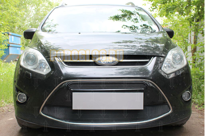 Защита радиатора Ford C-MAX (II) 2010-2015 (2 части) black