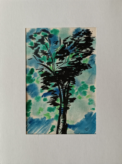 "Сигульда. Мост через реку Гауя" бумага акварель Стасенко 1970-е годы