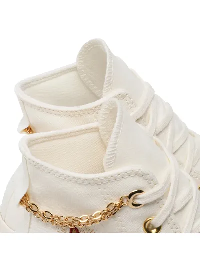 Converse All Star Lift Valentines Day с сердечками белые высокие с цепочкой