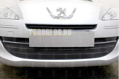 Защита радиатора Peugeot 408 2012- (3 части) black