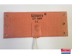 Гибкая нагревающая пластина 100 Вт 12 В (80х200) (терм.90) 6 люв. Keenovo (без 3М скотча, термодатчик на 90°С, крепится пластик. хомутами) (Предпусковой подогрев масляного фильтра)
