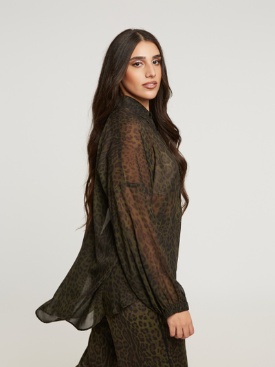Рубашка полупрозрачная с принтом леопард