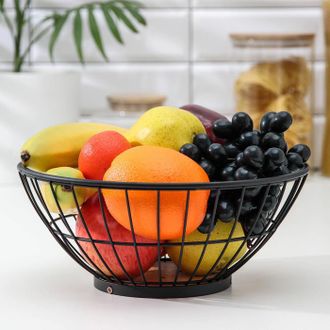 Ваза для фруктов круглая «Эстетика», 25,7×25,7×11,2 см, цвет чёрный
