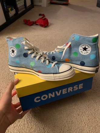 Кеды Converse X Golf Wang Polka Dot Chuck 70 голубые в горошек мужские