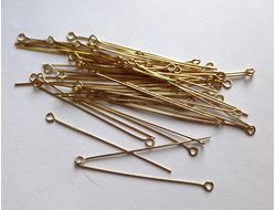 Пины петля 10 шт покрытие Люкс 5 см х0,7 мм цвет золото