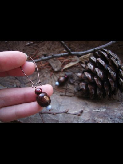 Бохо-серьги "Две серёжки для белочки, лесной принцессы"