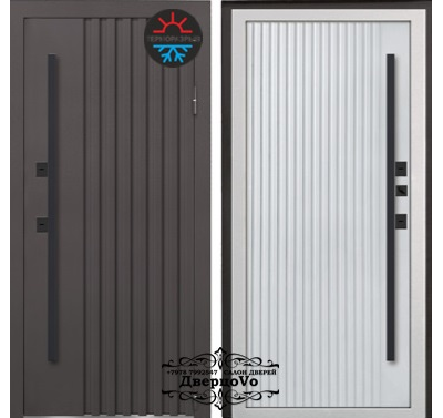 VENMAR (ВЕНМАР). СТАЛЬ 2 мм. ТЕРМО КРОНА ST 120/165 мм. ТЕРМОРАЗРЫВ/ МУАР Ral 8019 (КОРИЧНЕВЫЙ)/ СОФТ БЕЛЫЙ СНЕГ