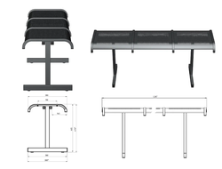 Секция стульев перфорированная трёместная без спинки СП4