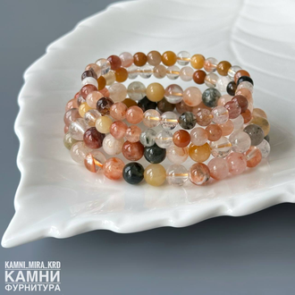 Браслет из цветного кварца, шары 6,2/7,8-8 мм, цена за штуку