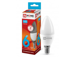 Лампа светодиодная ASD/inHome VC свеча C37 E14 6W(540lm) 4000К 4K 107x37 (без пульсации) 0396
