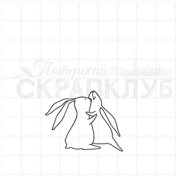 Штамп два зайчика смотрят на небо