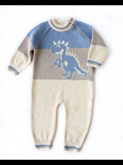 Комбинезон "Динозавр" голубой/бежевый