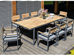 Обеденный комплект TOPA XL из алюминия и массива акации