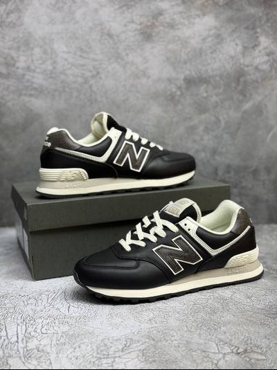New Balance 574 Black кожаные