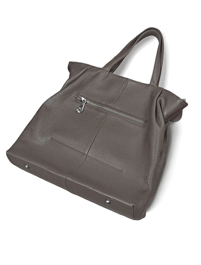 (АРТИКУЛ: 10016/5) СУМКА ЖЕНСКАЯ, СРЕДНЕГО РАЗМЕРА, НАТУРАЛЬНАЯ КОЖА, БЕЖЕВО-СЕРАЯ, С ПЛЕЧЕВЫМ РЕМНЕМ