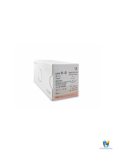 Мононить рассасывающаяся WEGO PGCL USP 6-0, обратно-режущая игла 3/8 13 мм, 75 см, неокрашенная (артикул Q63133-75)