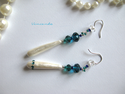 Серьги майорка "Принцесса Миядзаки" с хрустальными бусинами и стразами "Сваровски"