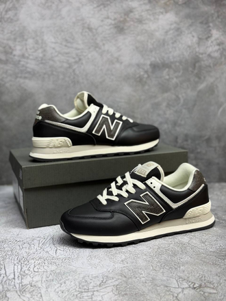 New Balance 574 Black кожаные