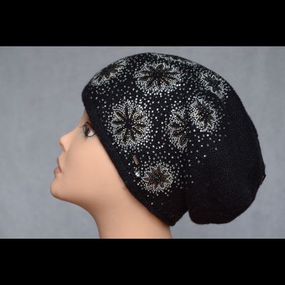 Красивый берет женский с украшениями Сваровски Vizio Италия 5883 вязаный