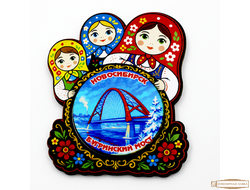 Магнит матрешка "Бугринский мост зима"